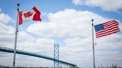 Canada and USA flags united