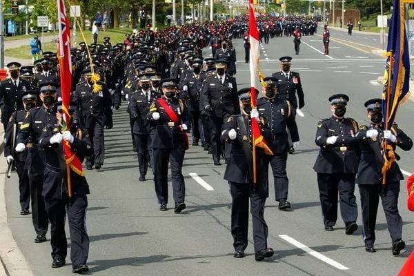 OPP Marching with flags