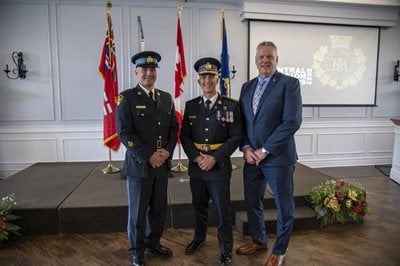 LtoR OPP Sergeant Ezra Zugehoer, OPP Commissioner Thomas Carrique & OPPA President Rob Stinson