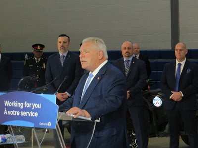 Doug Ford at the podium