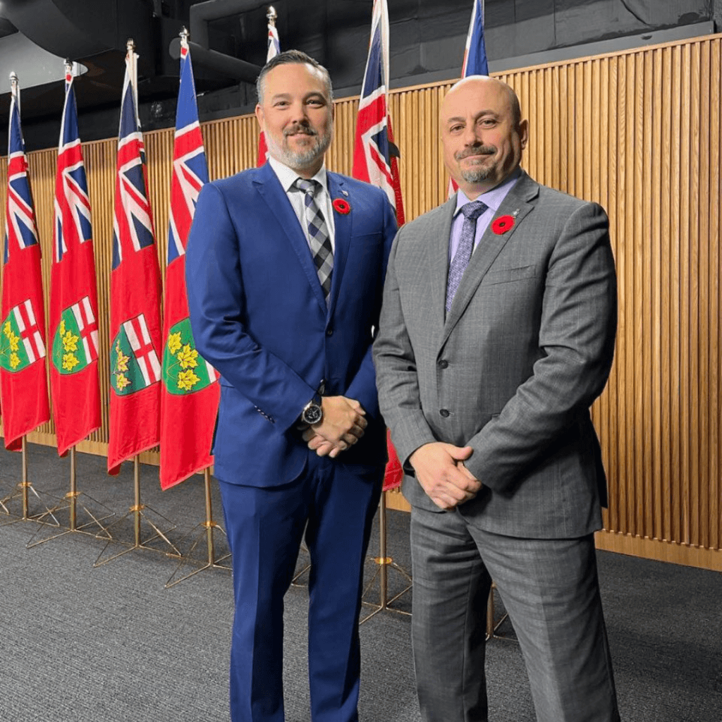 OPPA President John Cerasuolo and PAO President Mark Baxter at Bail Reform Announcement October 28, 2024 at Queen's Park